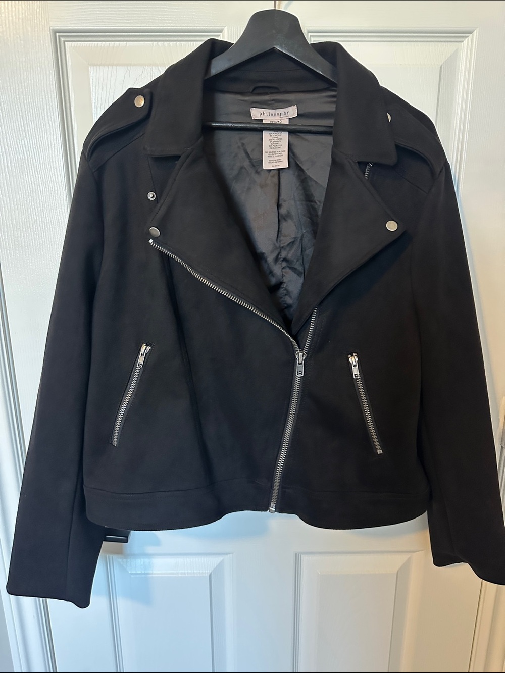 Philosophy Black Asymmetrical Zip Moto Jacket